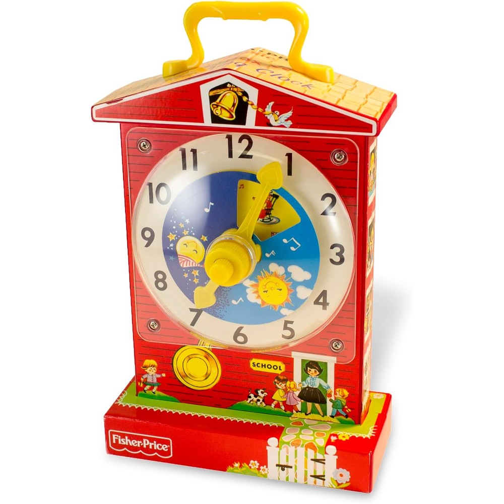 Basic Fun Fisher Price Classic Teaching Clock front view educational toddler toy