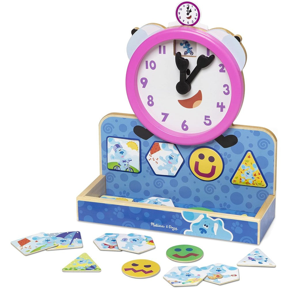 Melissa and Doug Blues Clues Tickety Tock Magnetic Clock front view educational toy for preschoolers.