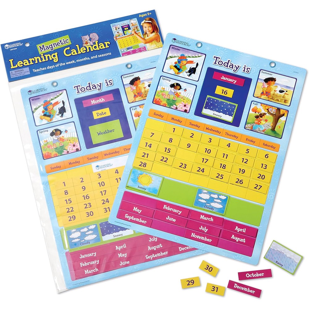 Learning Resources Magnetic Learning Calendar front view showcasing the date tracking layout.