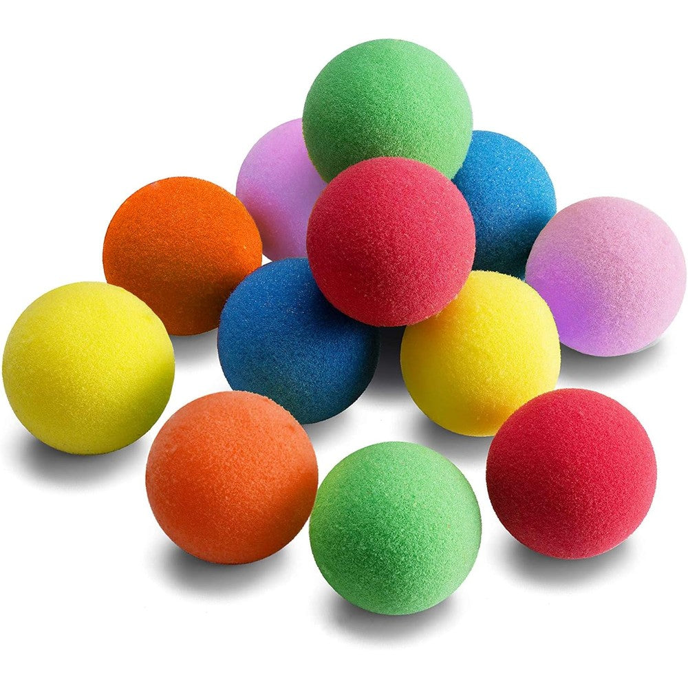 Oazoxcx soft foam balls twelve piece set front view showing vibrant assorted colors for safe indoor play.