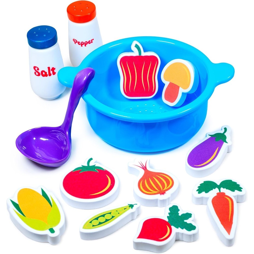 Tub Works Tub Soup toddler bath toy thirteen piece cooking set front view