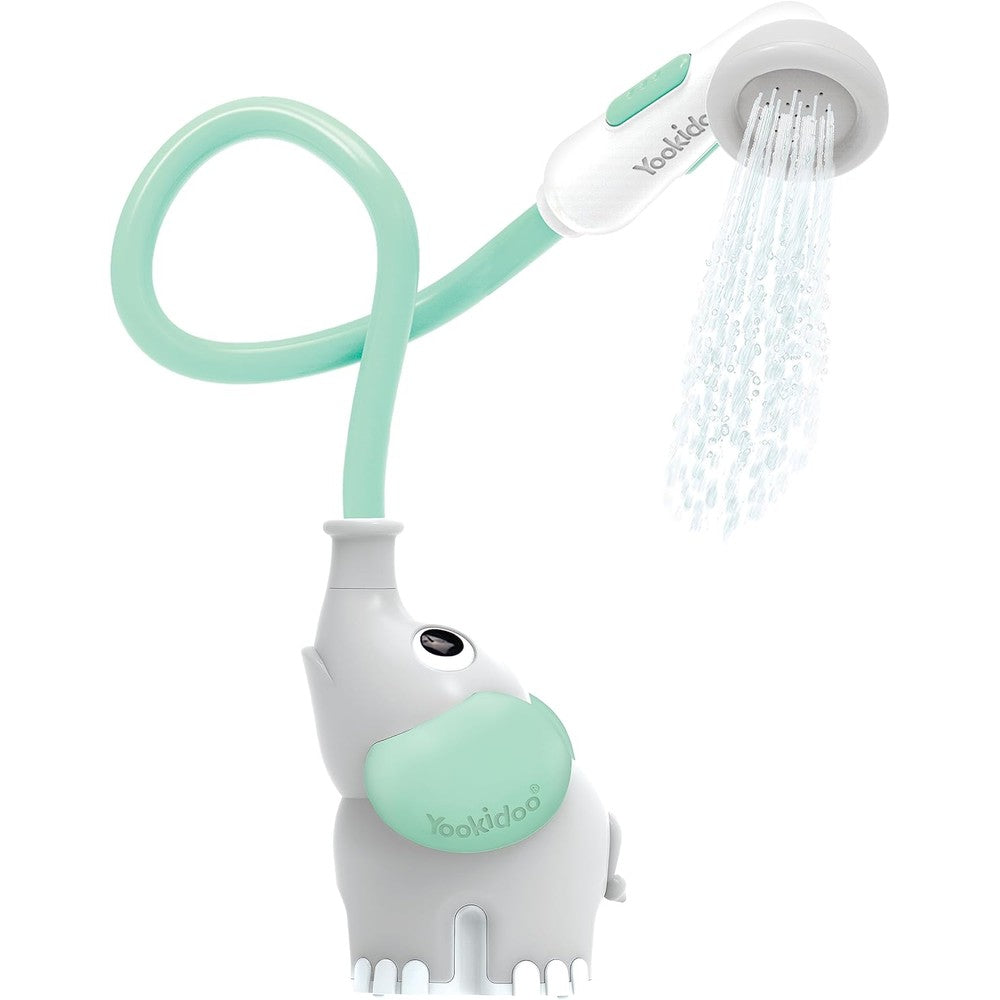 Yookidoo Baby Bath Shower Head Elephant Water Pump With Trunk Spout Rinser For Newborn Infants And Toddlers In Tub Or Sink Turquoise