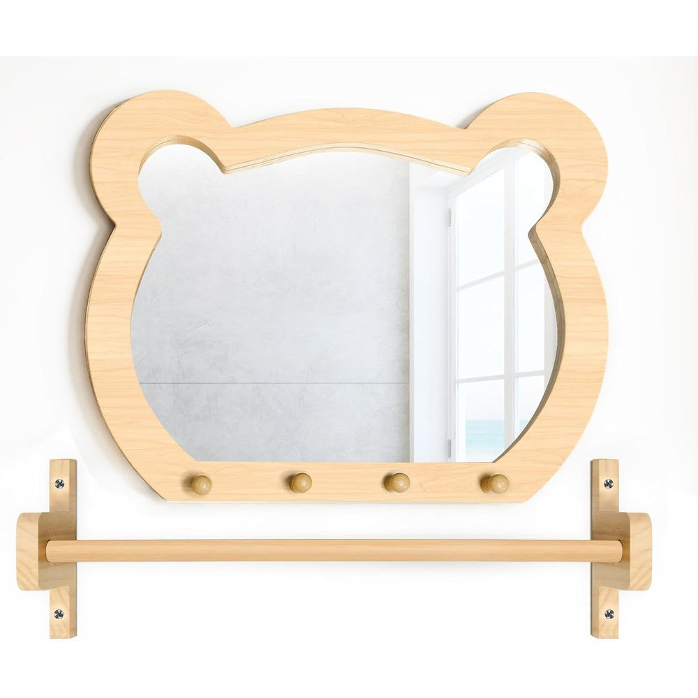 Freudeere Montessori toddler mirror with bar front view for infant coordination play.