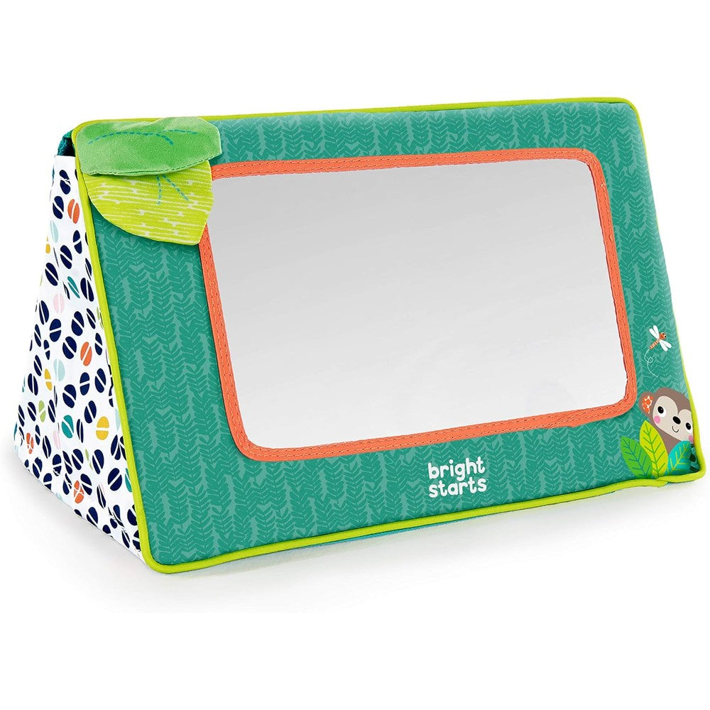 Bright Starts Sit and See Safari Floor Mirror front view showing large reflective surface for tummy time development
