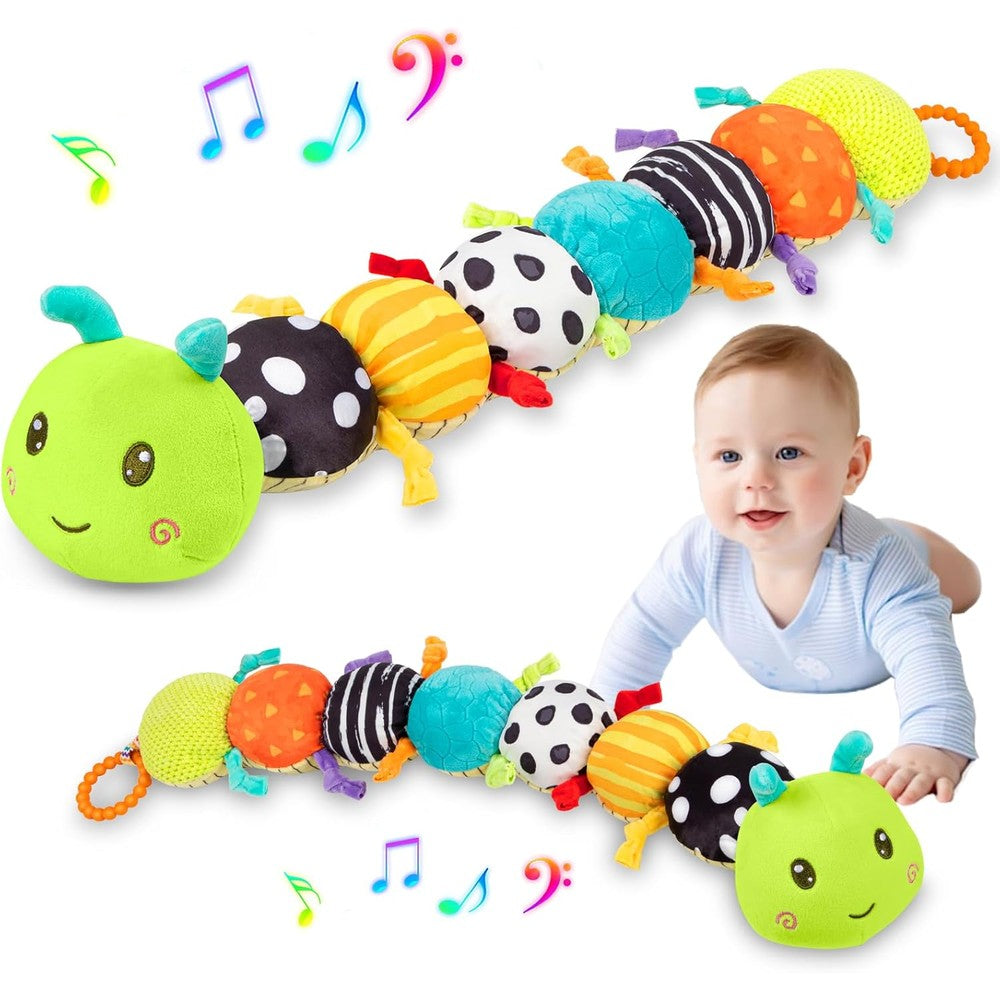 TOHIBEE baby musical caterpillar plush toy front view highlighting vibrant colors