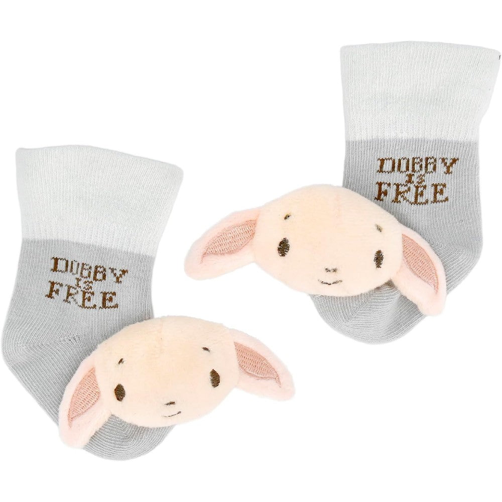 Kids Preferred Harry Potter Dobby baby rattle socks front view featuring plush character heads.