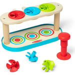 Melissa and Doug Match and Push Spinning Tops wooden base and colorful spinners
