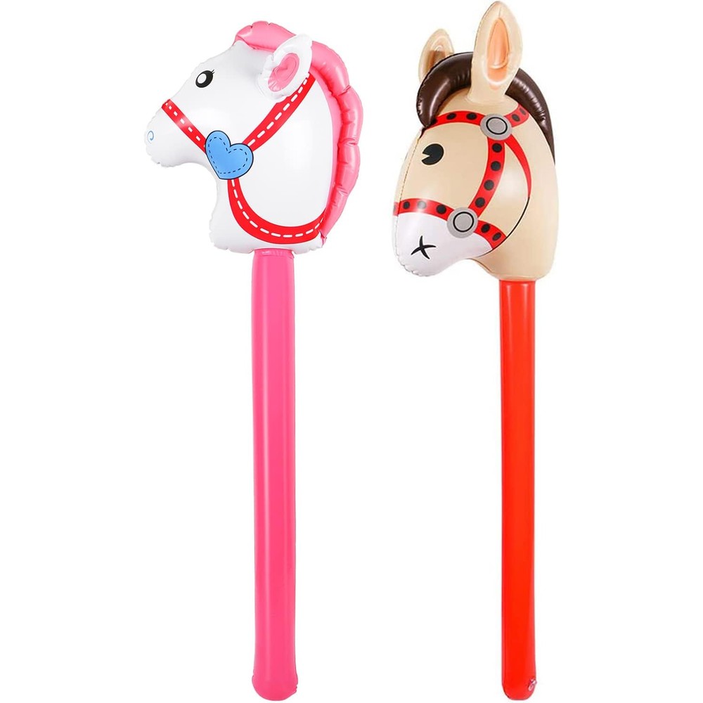 Ccozn inflatable stick horse set front view