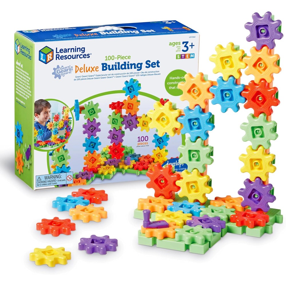 Learning Resources Gears! 100-Piece Deluxe Building Set front view