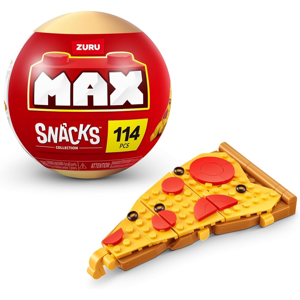 Max Build More Premium Snacks Pizza building bricks capsule front view