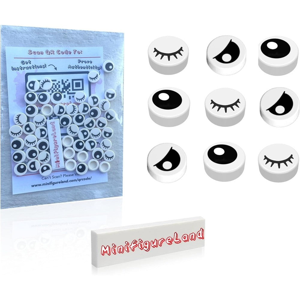 LEGO parts and pieces 50 piece mixed white eye tiles set