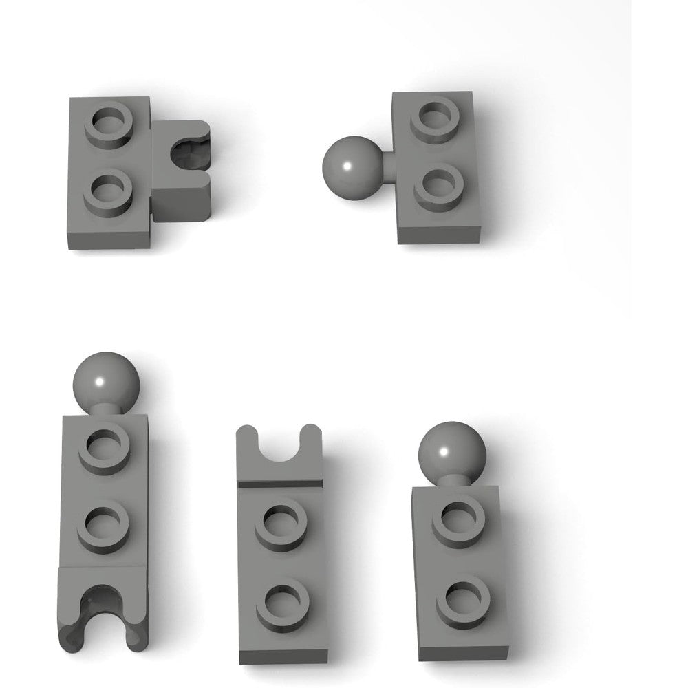 Ajuzolu 105 piece gray ball joint plate set front view for brick models