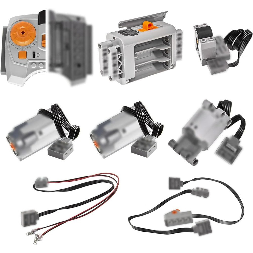 Uncle Brick 9 in 1 Motor Power Function Set front view with all components