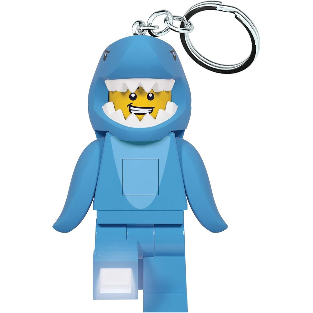IQ LEGO Shark Suit Guy Keychain Light front view