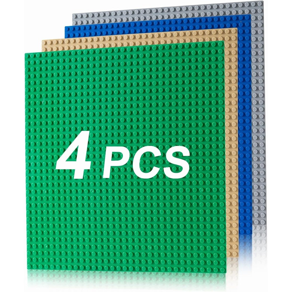 Husfunov 4 Pack Classic Baseplates front view for building bricks