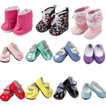 Toyysb doll shoes set front view including boots and leather flats