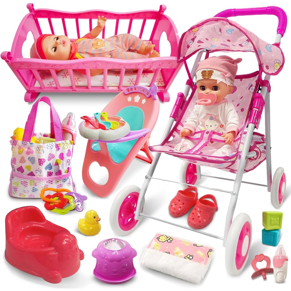 Ufljpks baby doll set with stroller and accessories front view