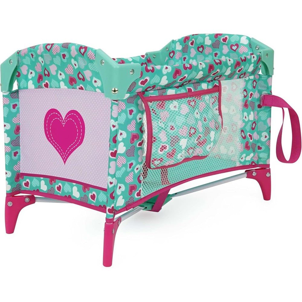 509 Crew Mint Heart Dream n Fun Doll Play Yard front view portable doll crib
