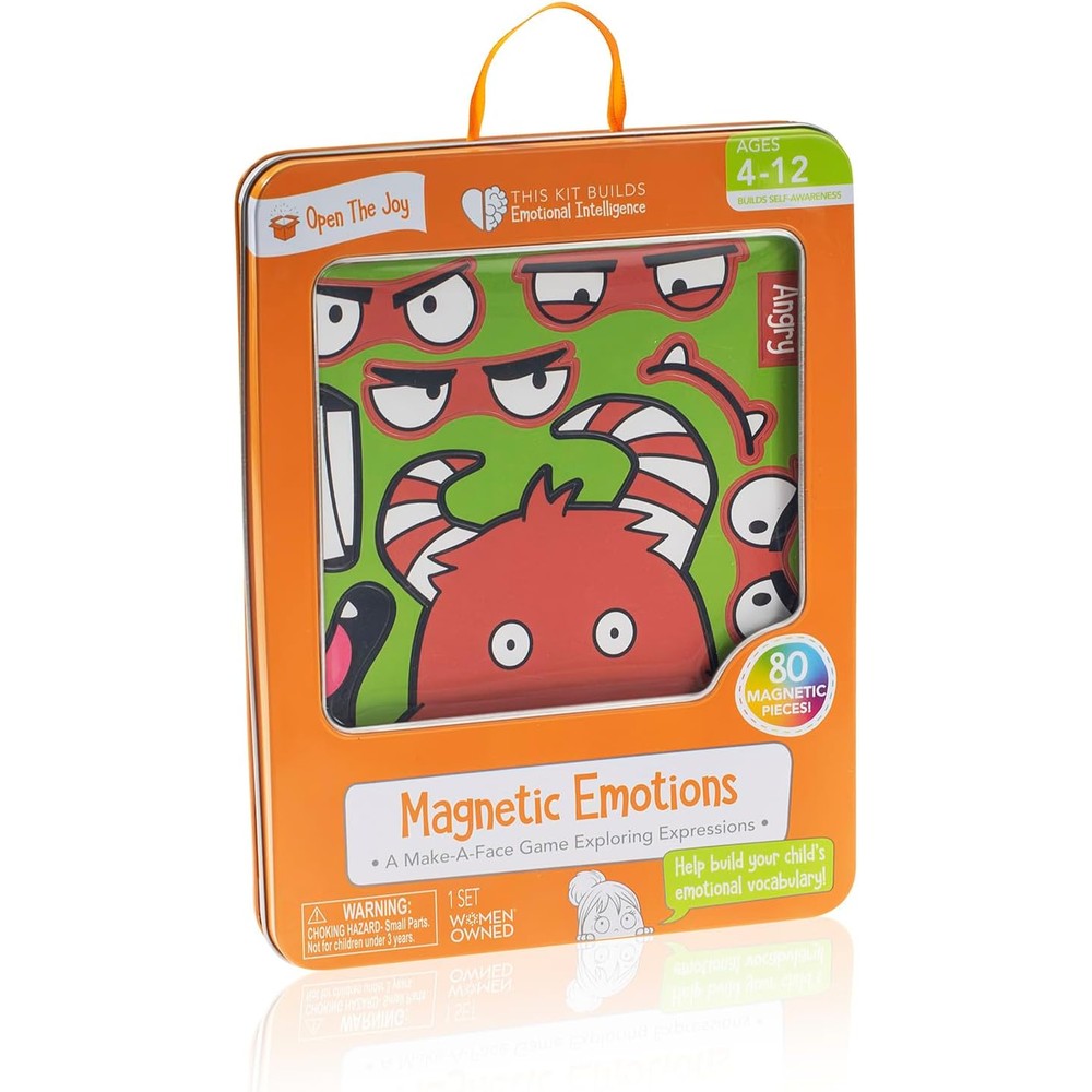 Open The Joy Magnetic Emotions Playset front view of educational toy tin