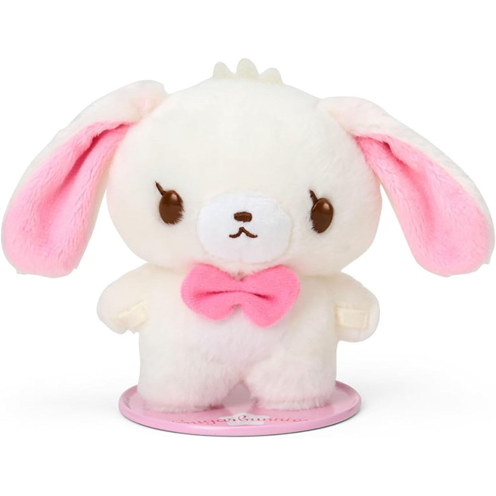 Sanrio Sugarbunnies Shirousa plush doll front view standing on a magnetic base