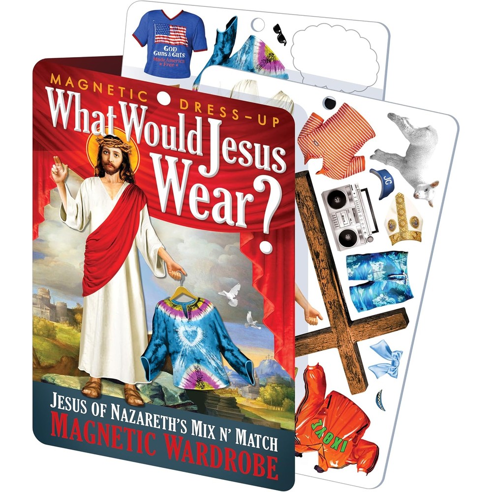 The Unemployed Philosophers Guild What Would Jesus Wear magnetic wardrobe set front view packaging