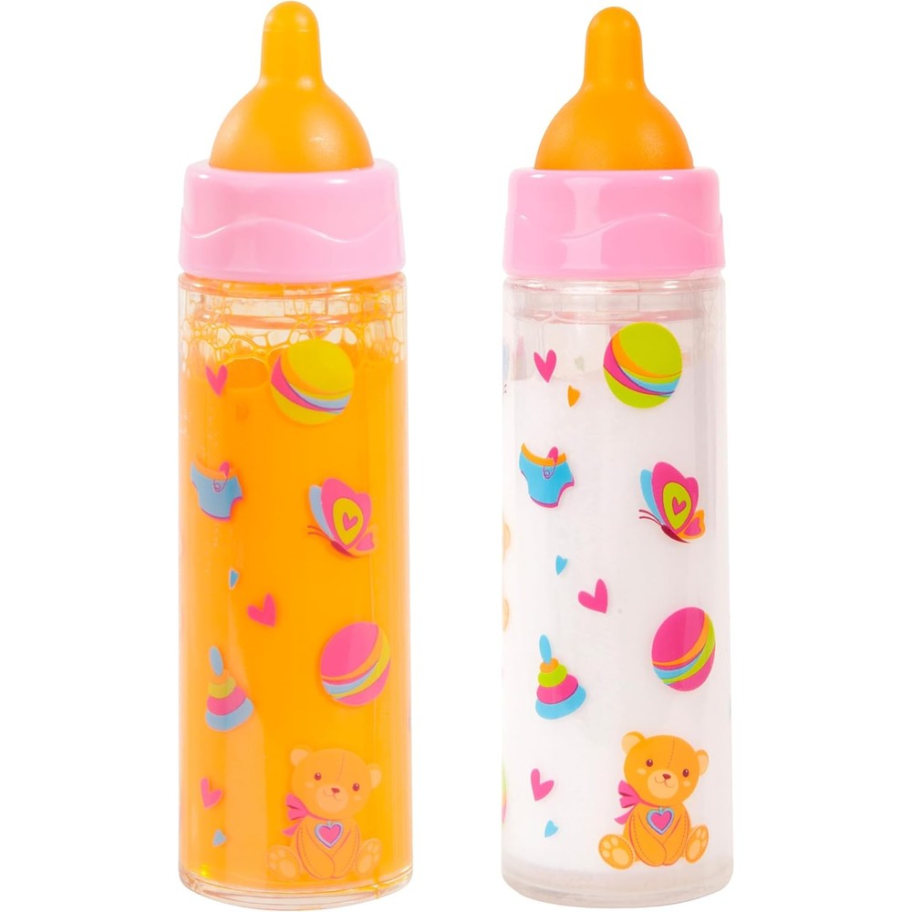 Bayer Design Magic Bottle Set front view showing pretend play milk and juice containers.