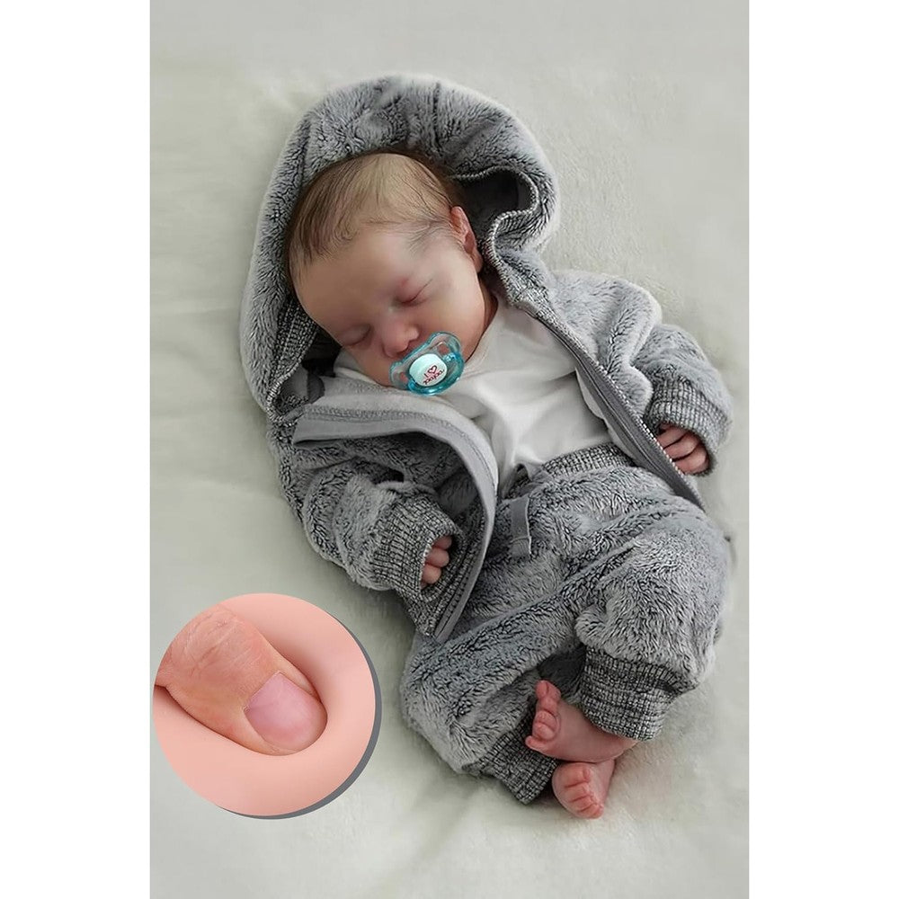 BABESIDE lifelike reborn baby doll boy front view sleeping in outfit