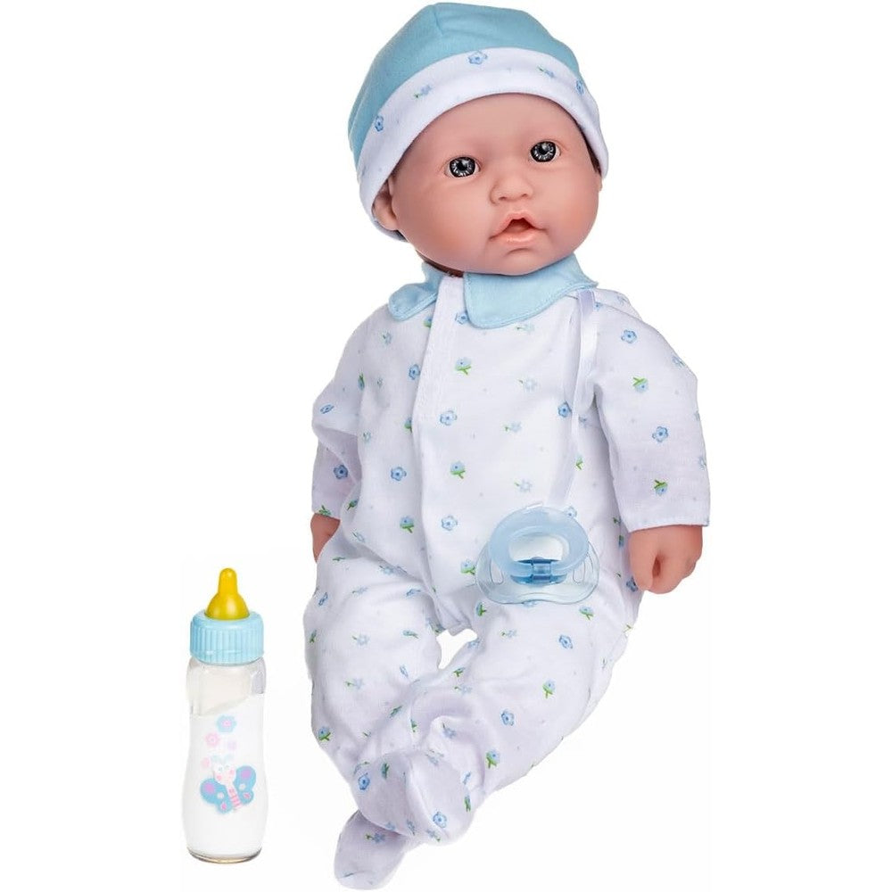 JC Toys La Baby 16-Inch Boy Doll front view in blue outfit
