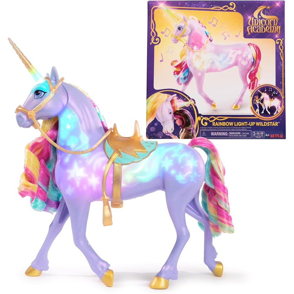 Unicorn Academy Interactive Rainbow Light-up Wildstar front view showing magical horn