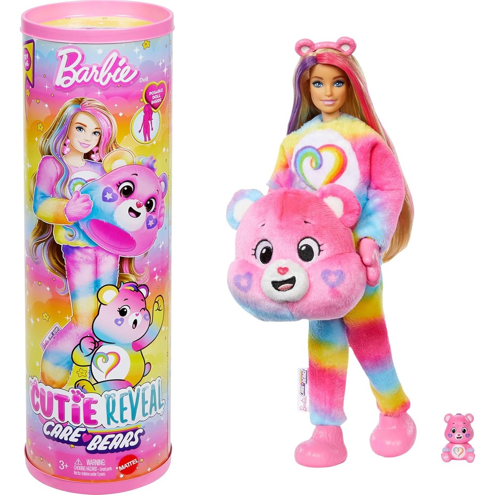 Barbie Cutie Reveal Care Bears Togetherness Bear doll front packaging view