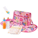 BABESIDE 5 piece doll diaper bag set front view showing bag and magic bottles