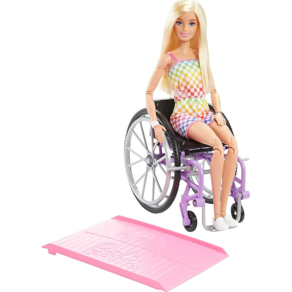 Barbie Fashionistas Doll Number 194 with wheelchair and ramp front view inclusive toy set