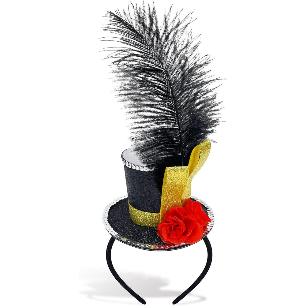 Bnikion Black Mini Top Hat Headband front view for costume