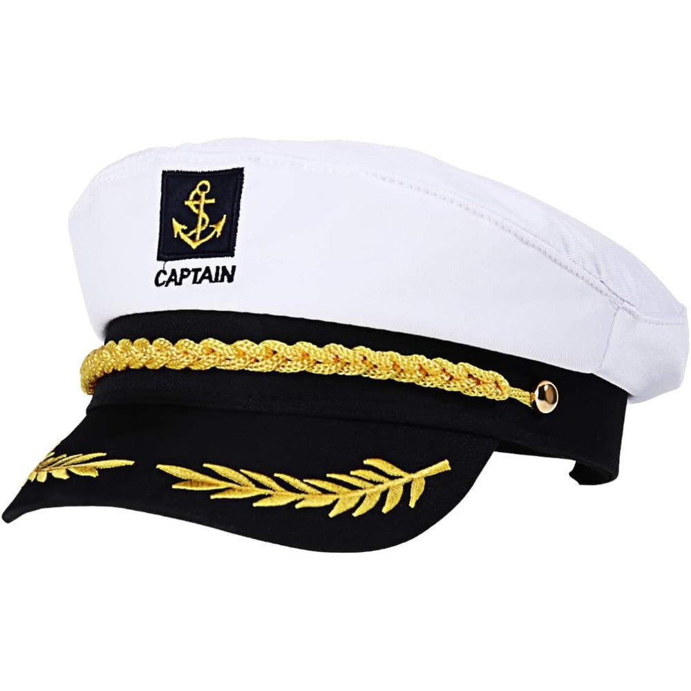 Bestoyard captain yacht hat front view with gold anchor patch
