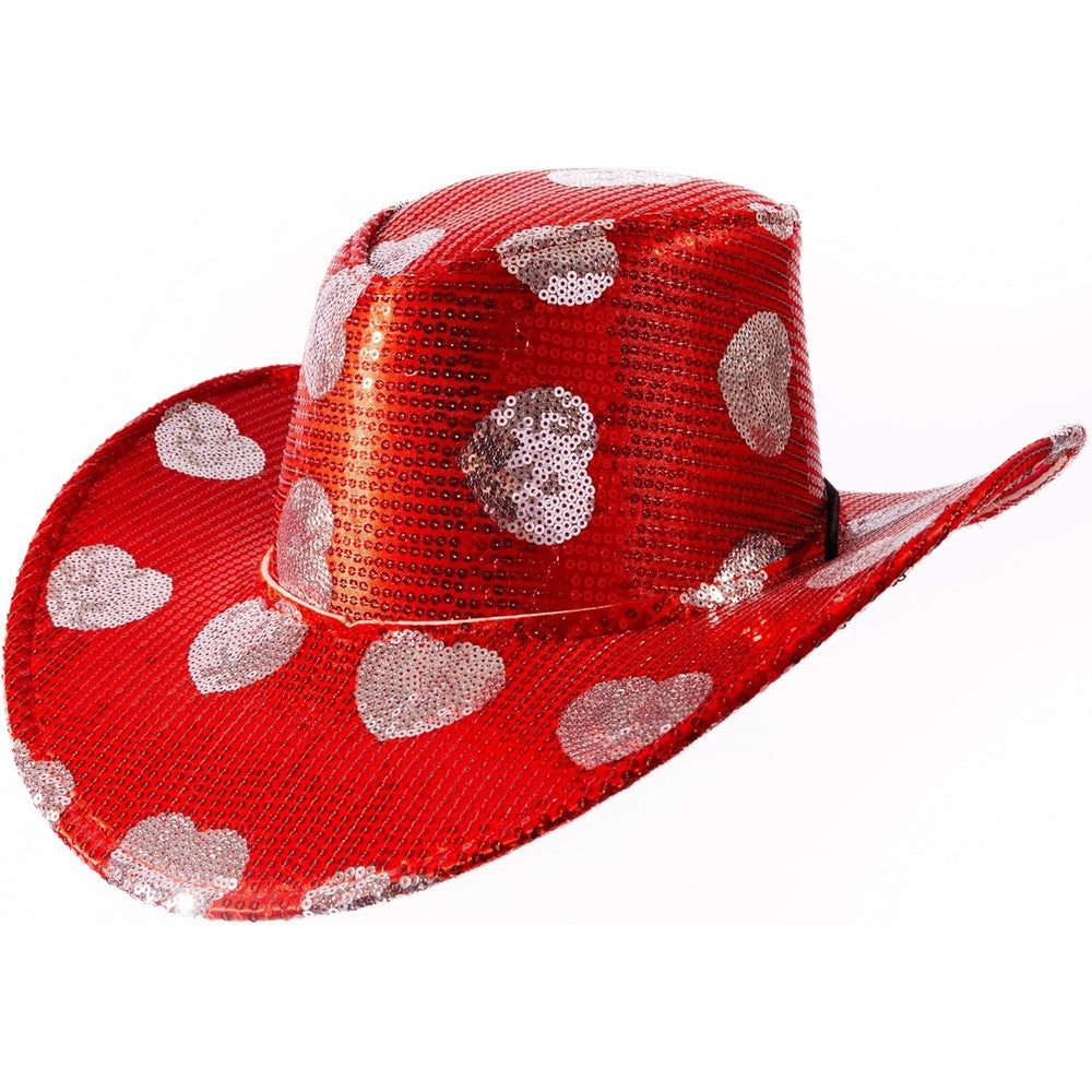 Cool Things Corp red sequin Valentine cowboy hat front view