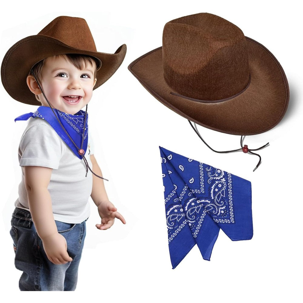 SeptCity toddler cowboy hat and blue bandana front view