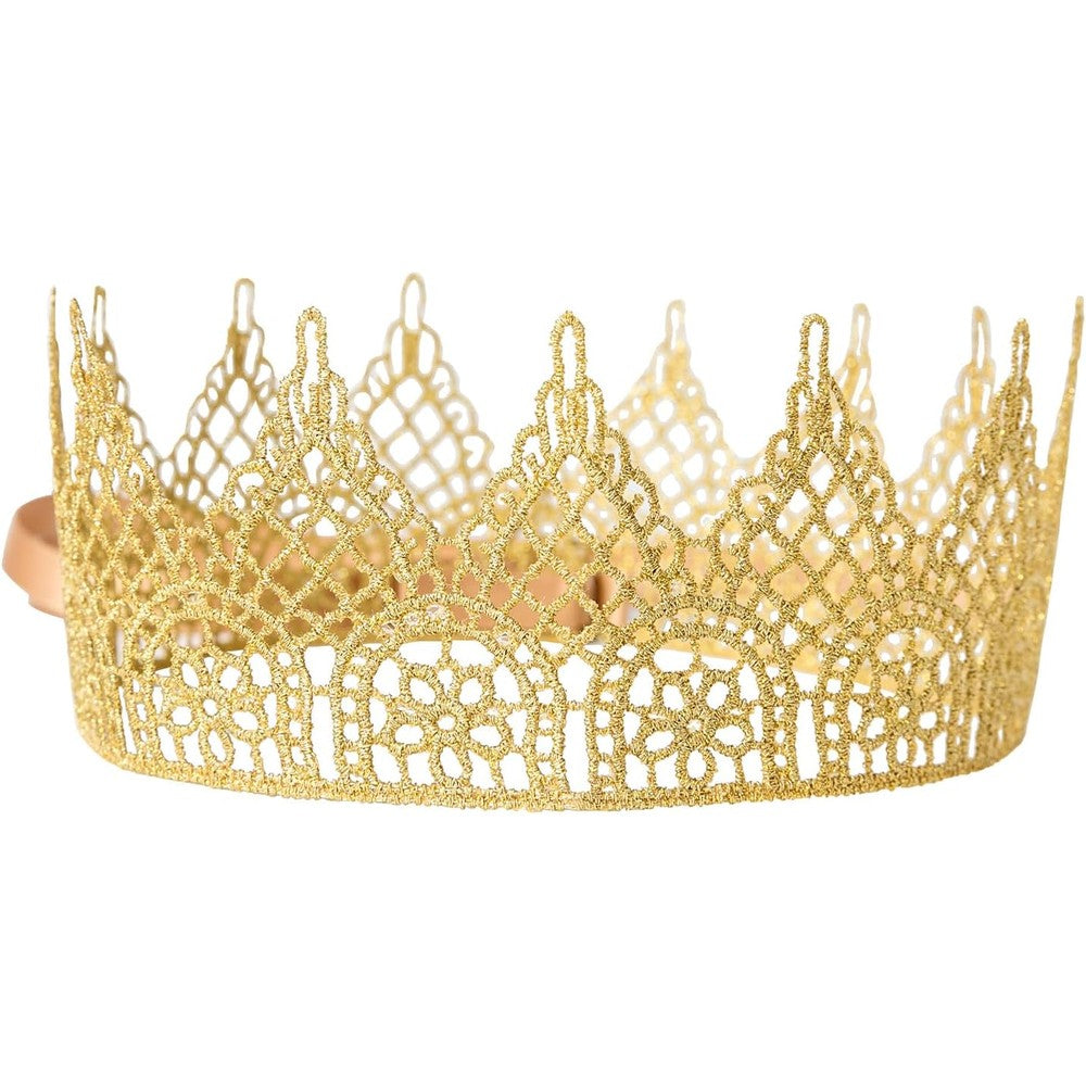 Lamantery golden lace crown front view showcasing intricate lattice pattern