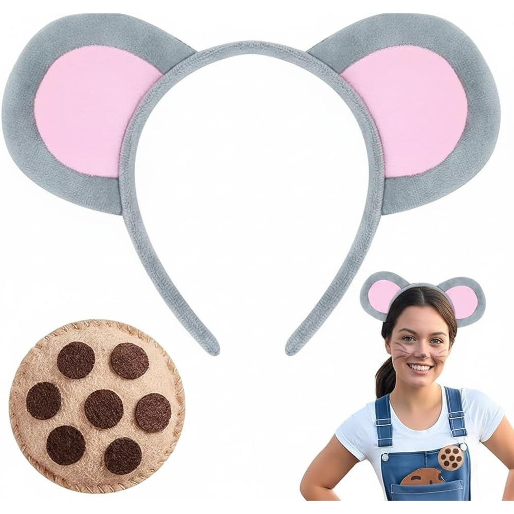 HEAVENGLOW IGMaryBox Mouse Ears Headband front view showcasing plush animal ears with attached cookie clip for costume styling.