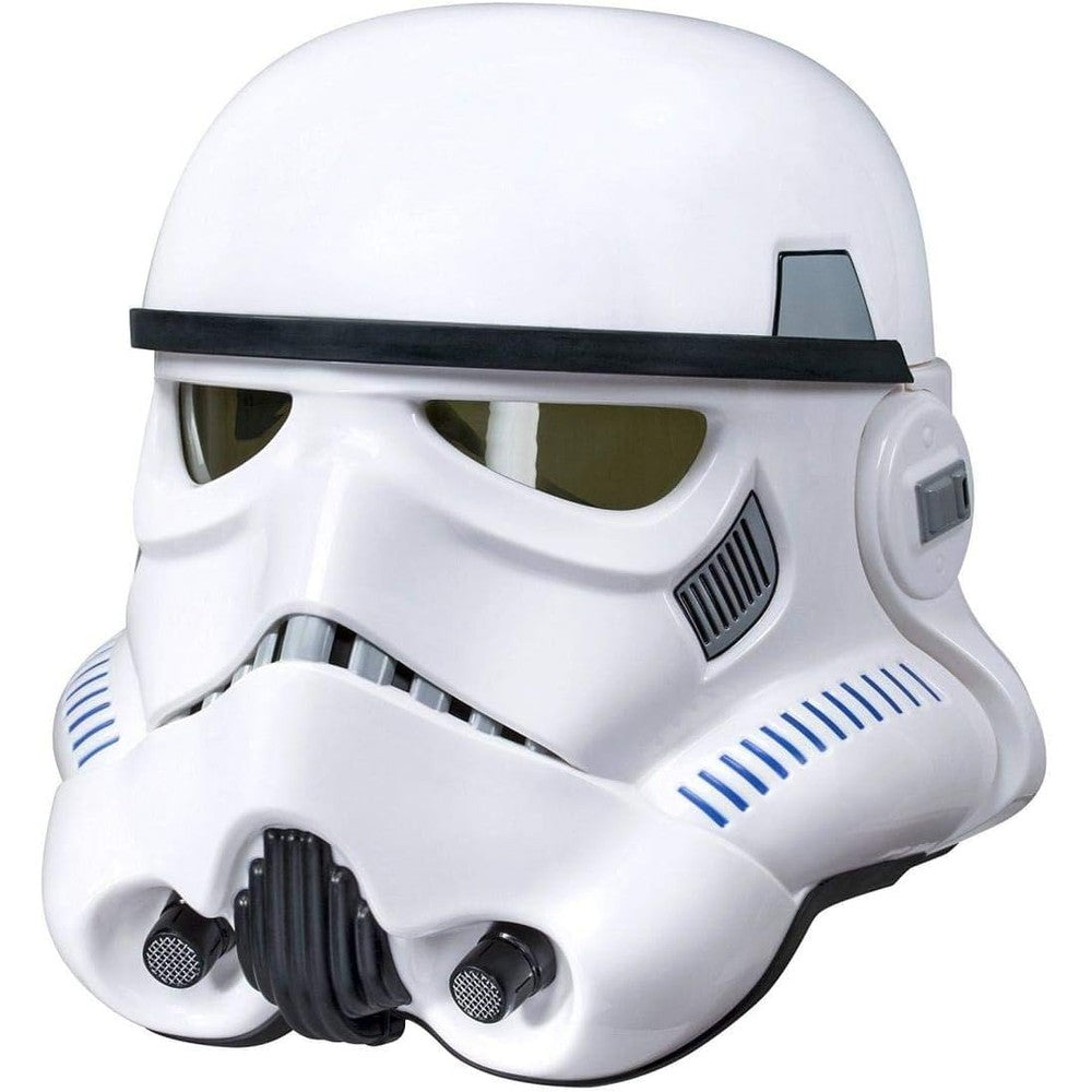 Star Wars Black Series Imperial Stormtrooper Electronic Voice Changer Helmet front view showing high gloss white armor design