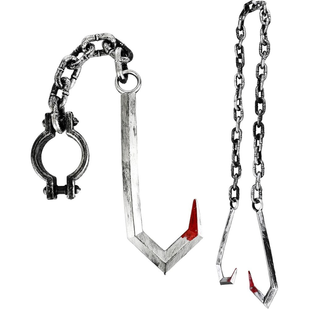 Flotory Halloween chain props featuring double hooks and a handcuff style link set on a neutral background