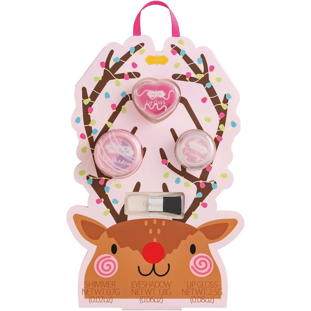 Mud Pie Kids Christmas Reindeer Makeup Cards front view showing festive holiday children cosmetic kit