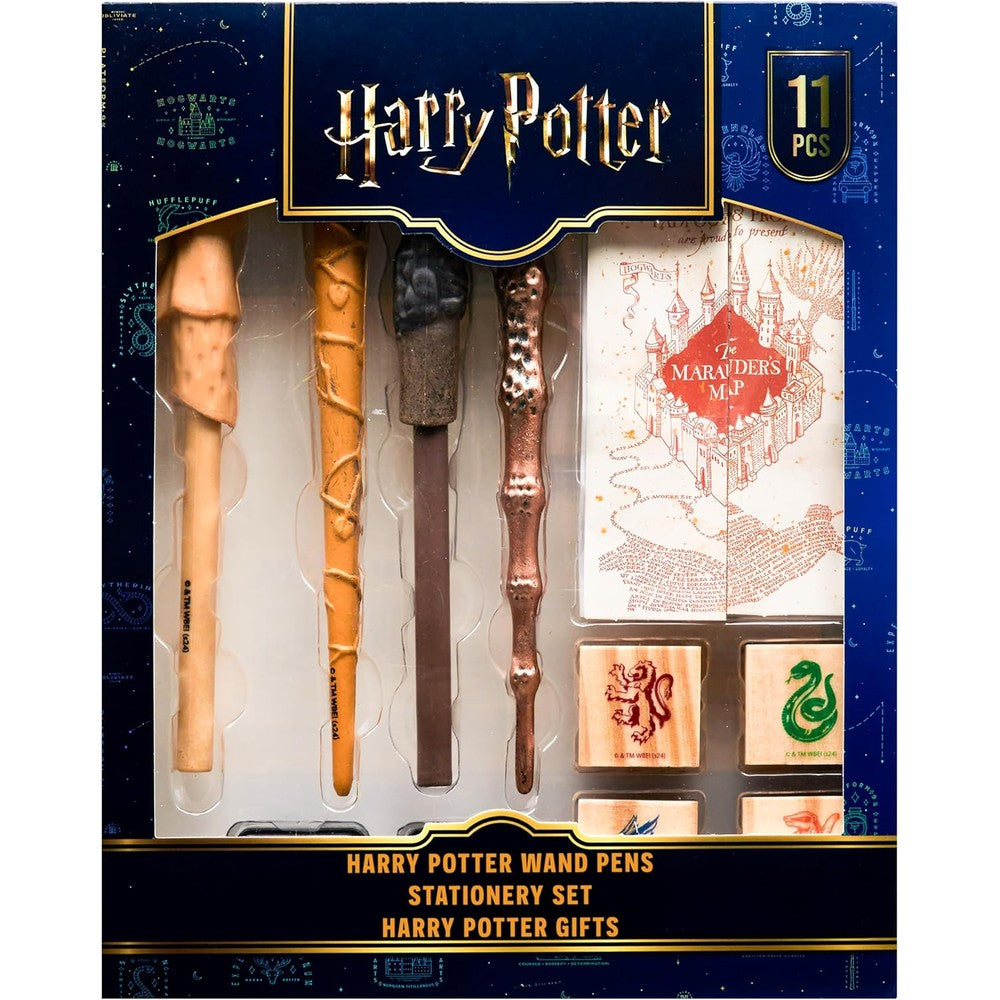 Harry Potter stationery set with wand pens and Marauders Map