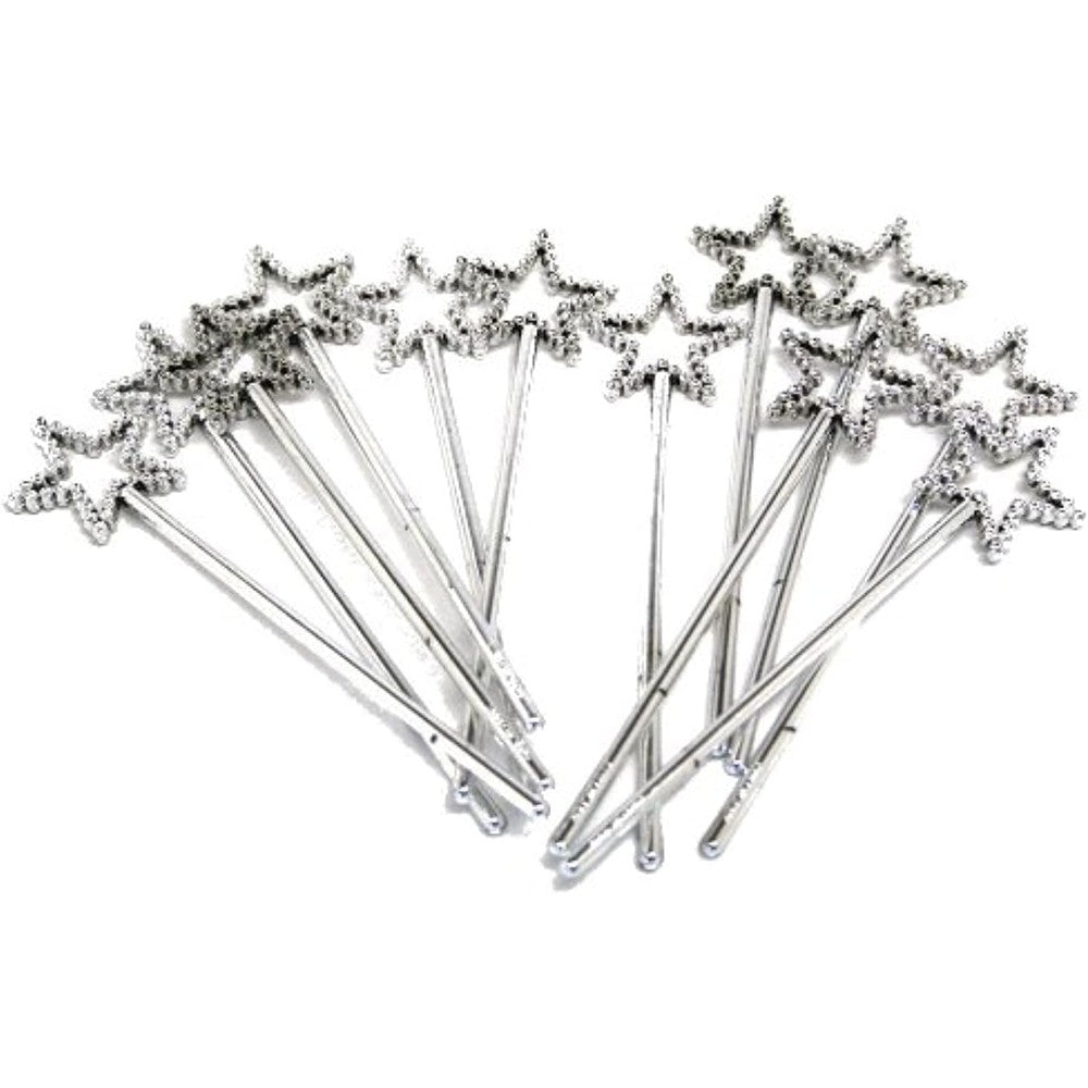 Rhode Island Novelty mini sequin star wands front view silver