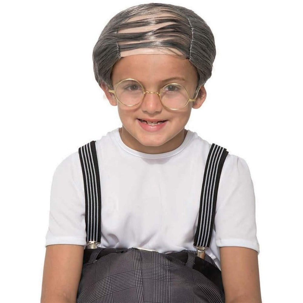 Rubie's Forum Novelties Child's Uncle Bert Wig Grey front view showing old man comb over style