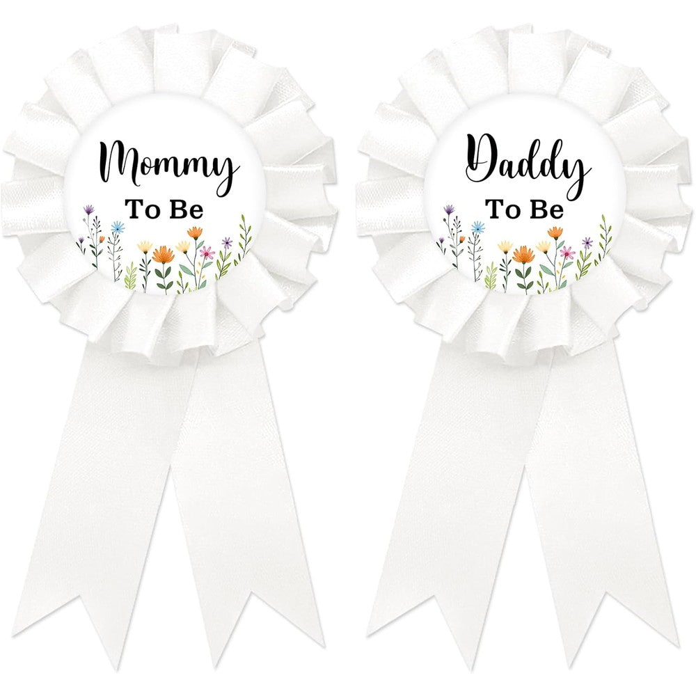 SUPERLUBY wildflower mom to be tinplate badge pin front view for baby shower decorations
