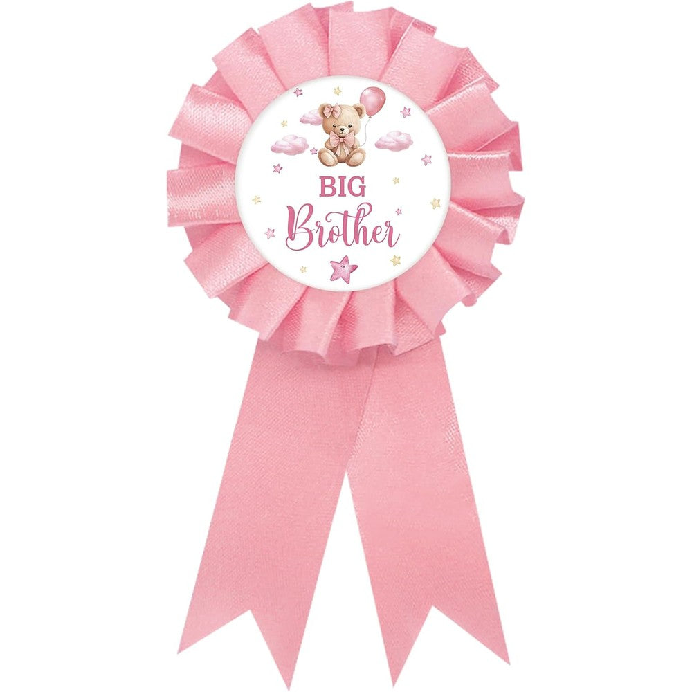 SUPERLUBY baby bear big brother badge pin front view for sibling party favors