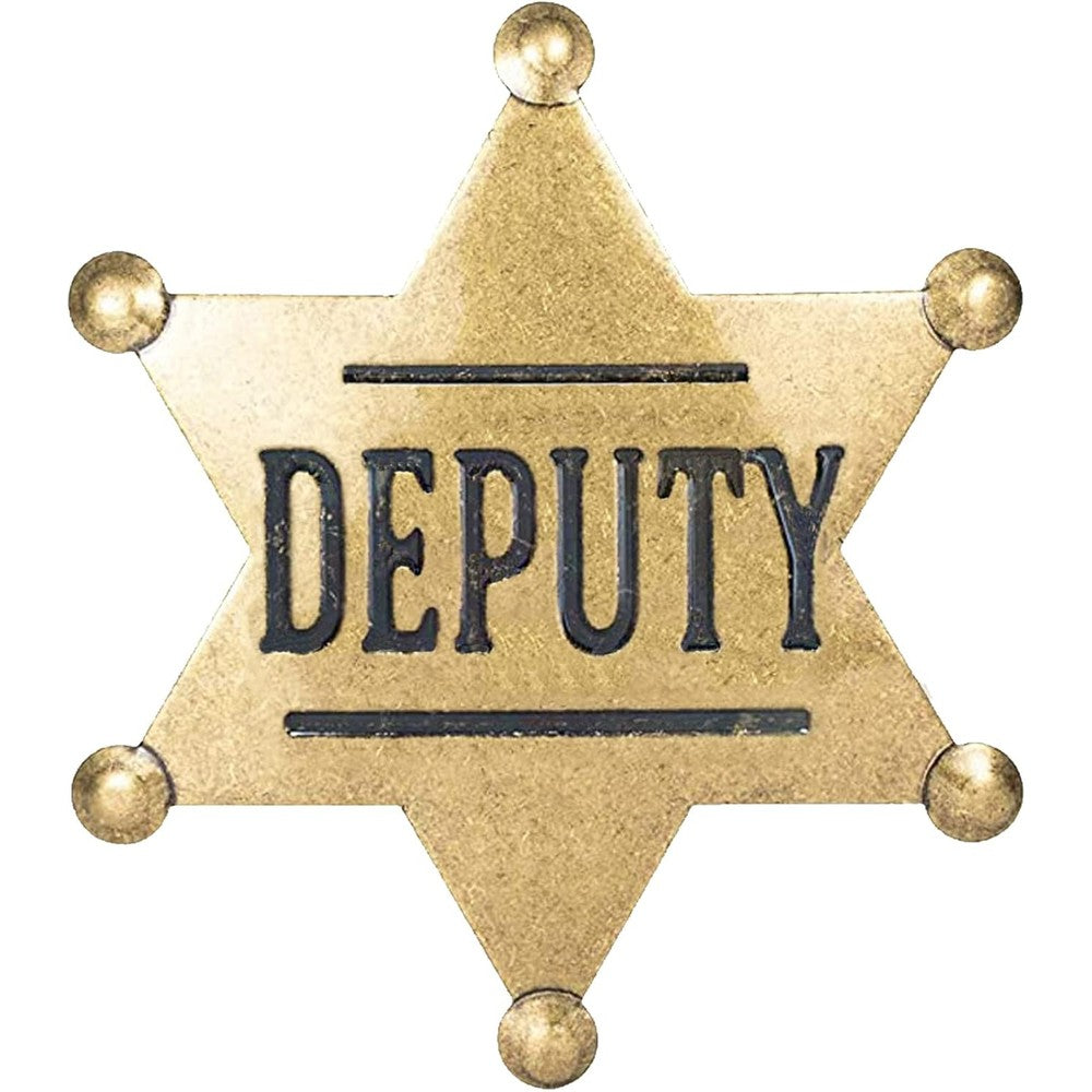 Finduat metal western deputy badge front view with six pointed star design