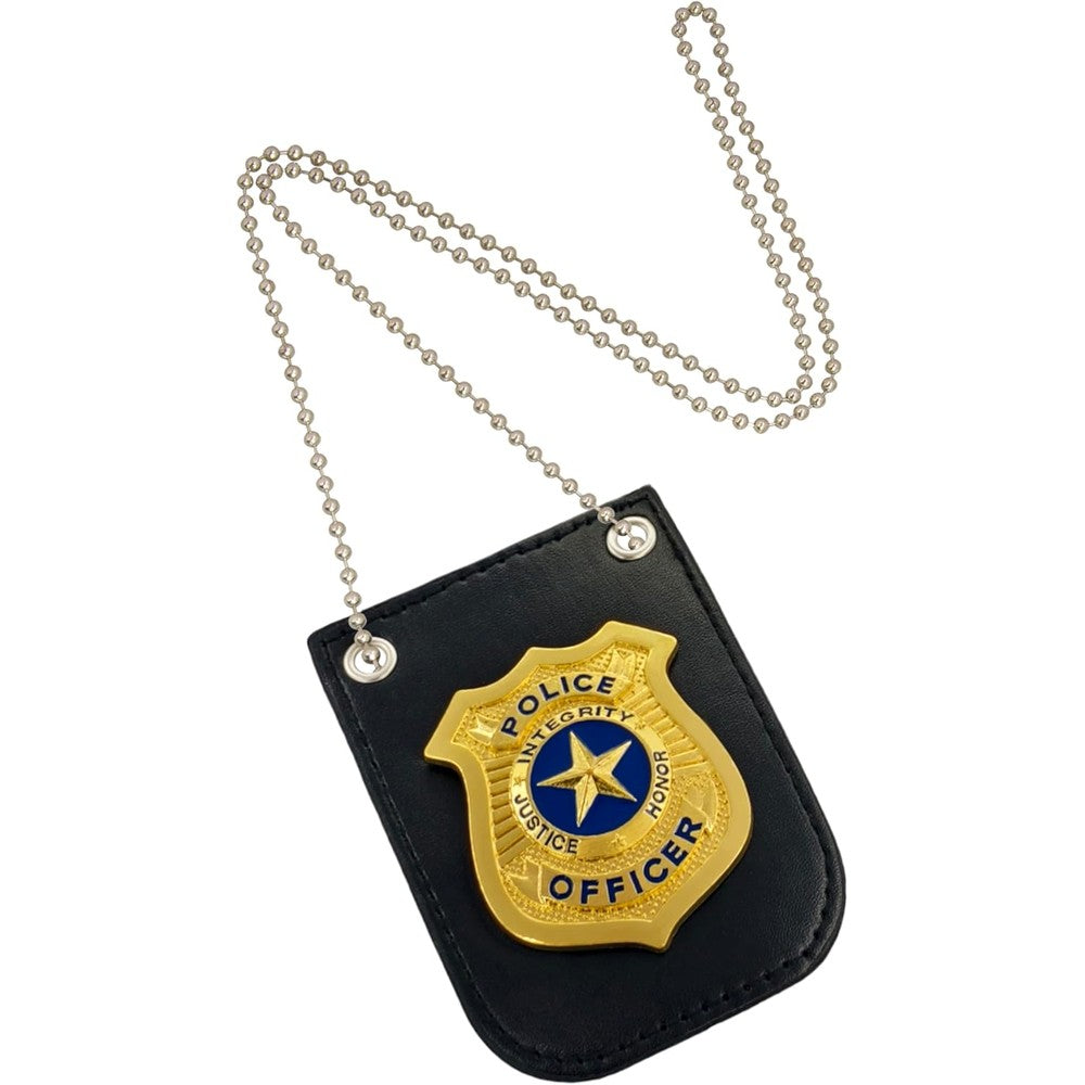 ADUGEI police badge with chain front view showing bronze shield emblem