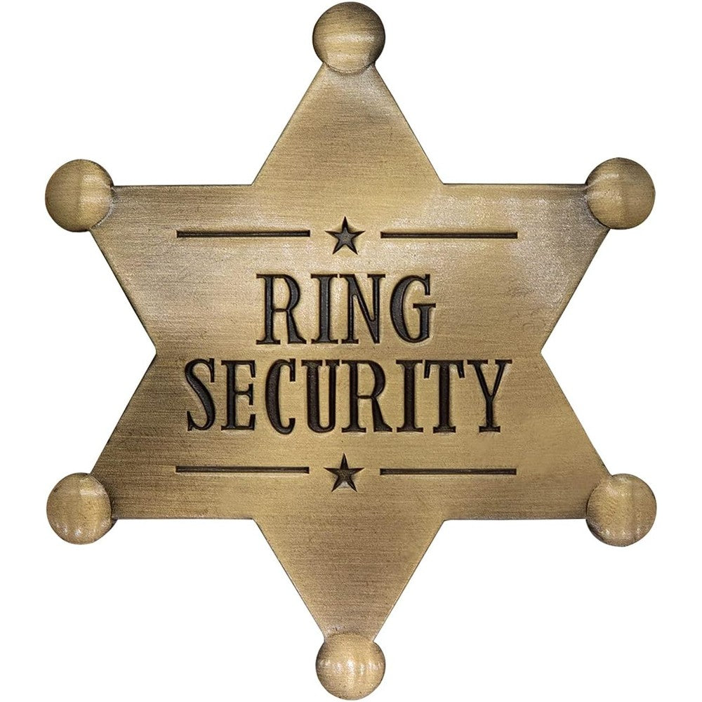ForFine Ring Security Badge front view showcasing the antique bronze finish and hexagonal shape.