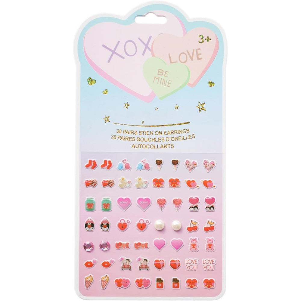Koutey heart sticker earrings set for kids front view